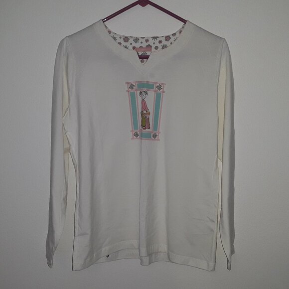 NWOT cute Sonhart ladies small P.J set,cream colored top w/matching pants - Picture 6 of 9